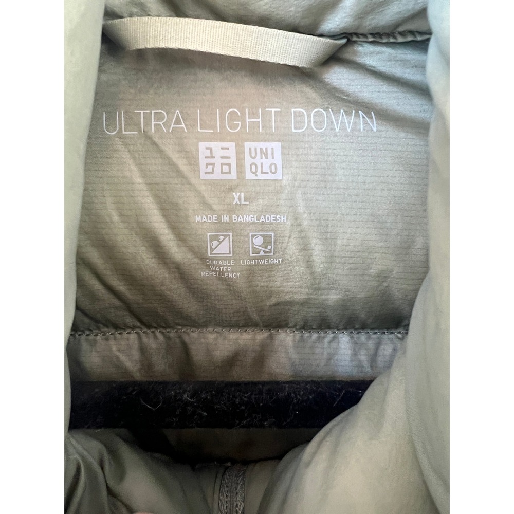 UNIQLO Sage Green Ultra Light Down Packable Puffer Jacket SZXL Travel Outdoors - Picture 2 of 7